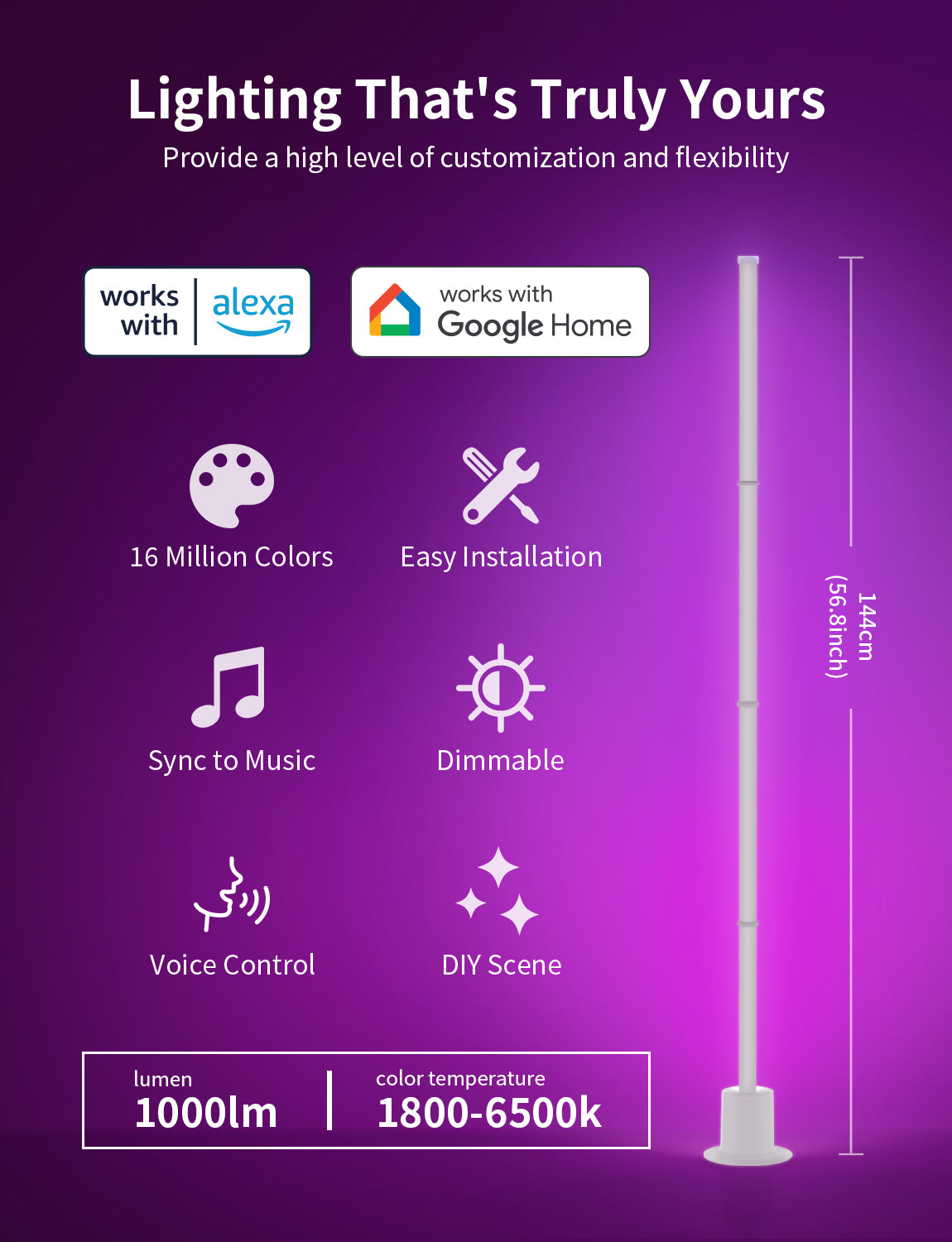 Ailofy RGBIC Smart Floor Lamp with Music Sync