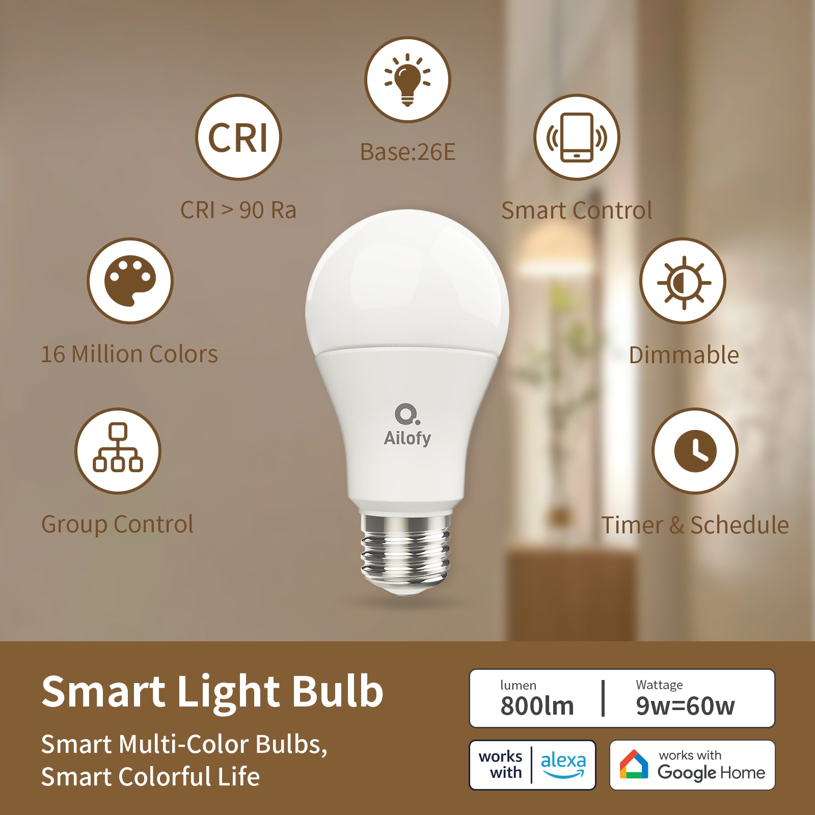 Ailofy Smart LED Light Bulbs (4-Pack)