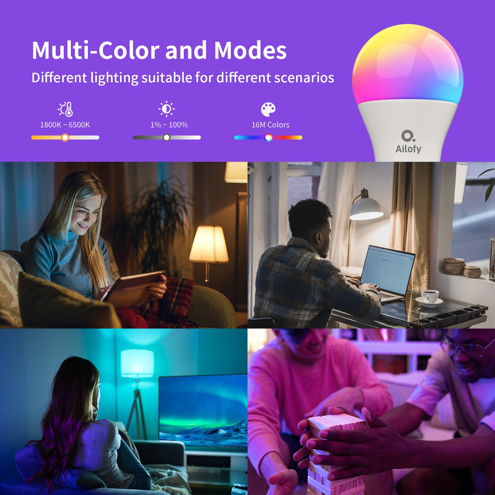 Ailofy Smart LED Light Bulbs (4-Pack)